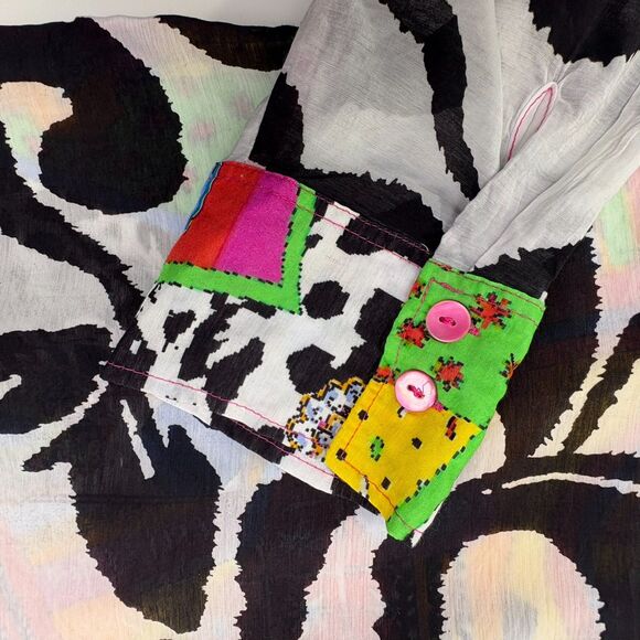 Dopamine Maximalist Abstract Artsy Tunic Color Cotton Pleats Collection Pings XL - Picture 5 of 16